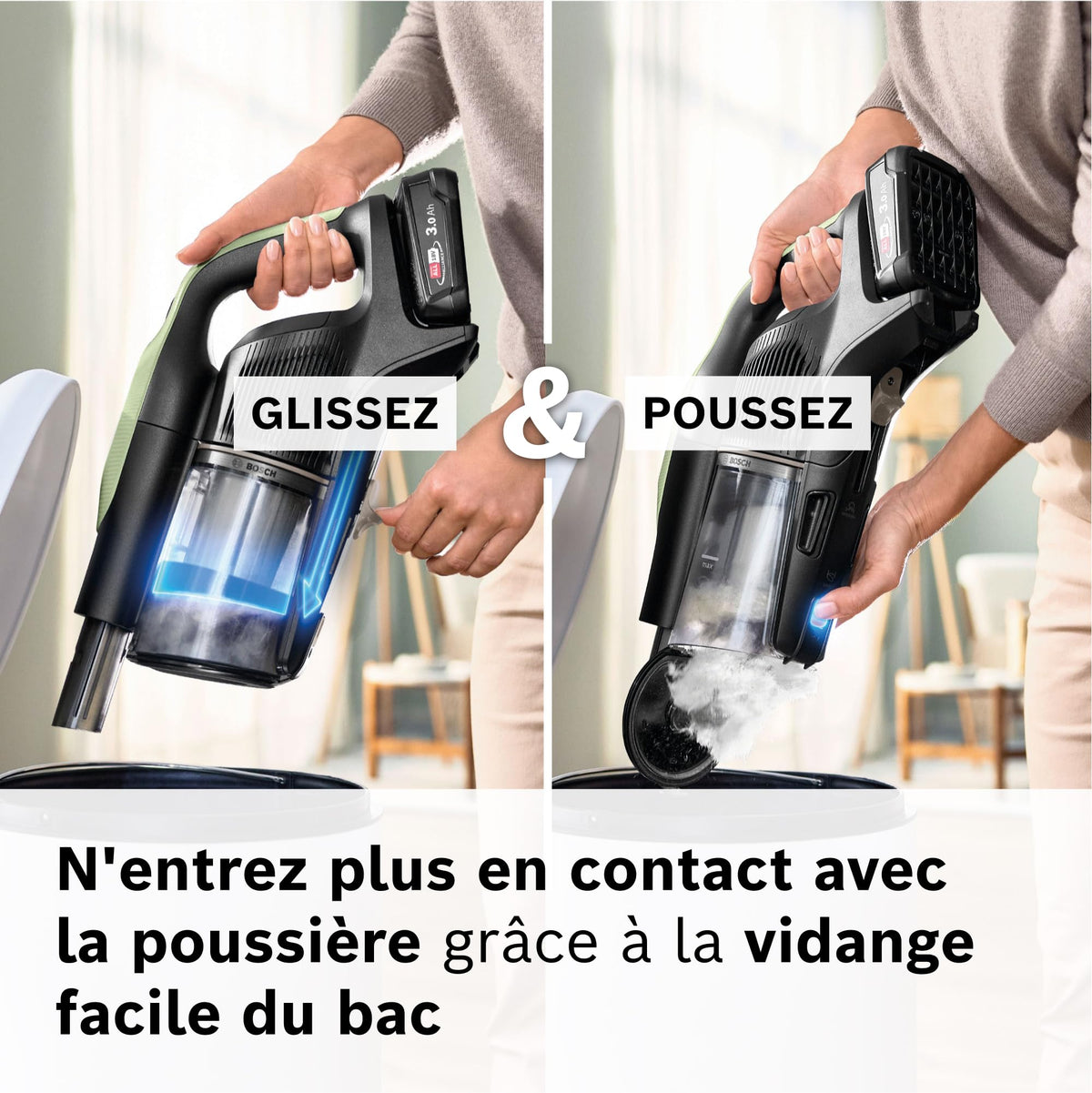 Bosch, aspirateur Balai sans Fil, Unlimited 9, Batterie 3.0 Ah, Technologie MicroClean, bac à poussières Facile à Vider, éclairage LED, Vert, BBS921TBA