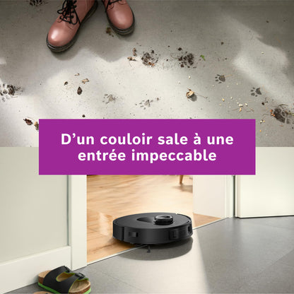 Bosch Spotless Max BCRDW3B, Robot aspirateur-Laveur avec caméra Smart Vision, serpillère rotative, 11 000 Pa, Station de Service sèche-Humide, Application Home Connect, Noir