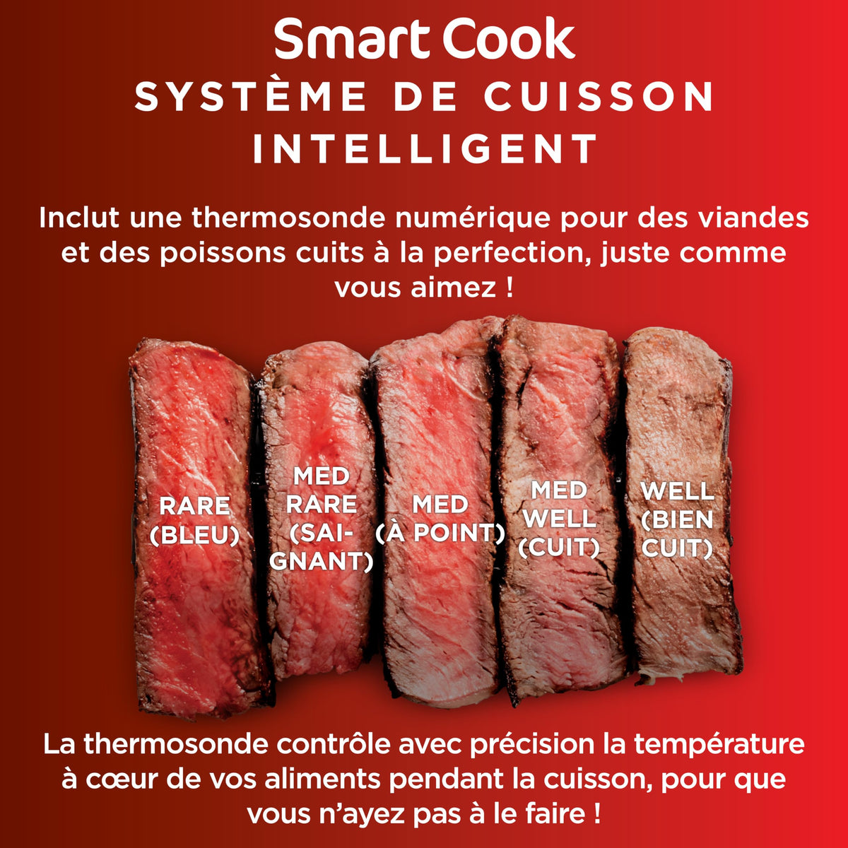 Ninja 5-en-1 Grill d’intérieur et friteuse sans huile, 5 modes, cuit jusqu’à 4 hamburgers, capacité 5,7 l, faible dégagement de fumée, thermomètre à viande numérique inclus, Noir/Argent, EG351EU