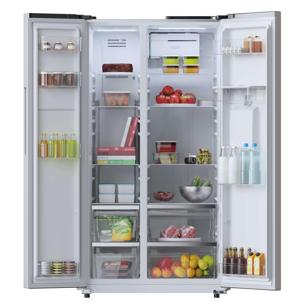 Cecotec Réfrigérateur Américain Bolero CoolMarket SBS 559 Inox E, 559 L, 177 cm x 90 cm, Classe E, Système Multi Air Flow, Total No Frost, Moteur Inve
