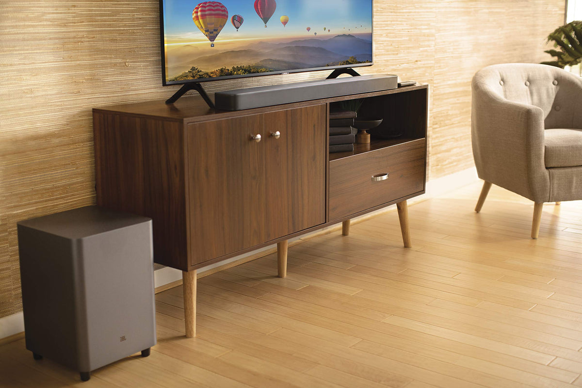 JBL 5.1 ÔøΩ Barre de son avec caisson de basses et hauts-parleurs sans fil ÔøΩ Connection 4K par arc HDMI ou cÔøΩble optique ÔøΩ Bluetooth 4.2 ÔøΩ Couleur : Noir