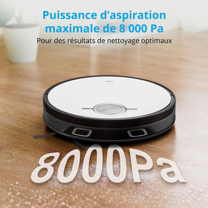 MEDION Robot aspirateur avec Station d'aspiration et de Balayage X50 SW (Navigation Laser, 8 000 Pa, aspirateur 2en1 Alexa, Un Plan précis, Zones Go & NoGo, Plusieurs étages)