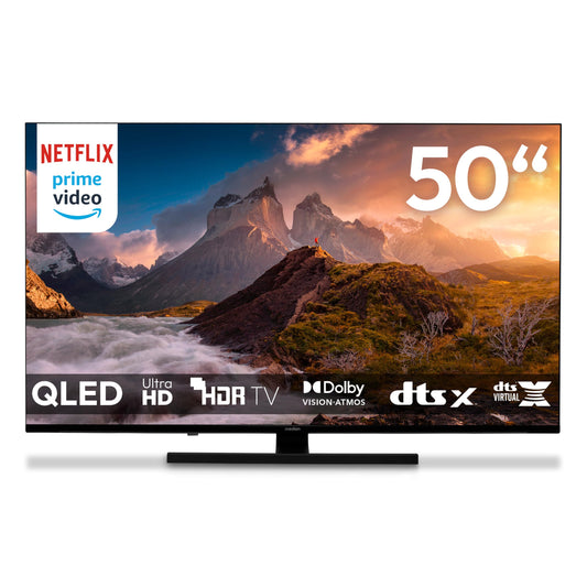 MEDION TV 50 Pouces (125,7 cm) QLED Television (Smart TV, 4K, Dolby Vision HDR, Prime Video, Disney+, Dolby Atmos, DTS X, Compatible avec Google TV, PVR, Bluetooth, MD 850700)