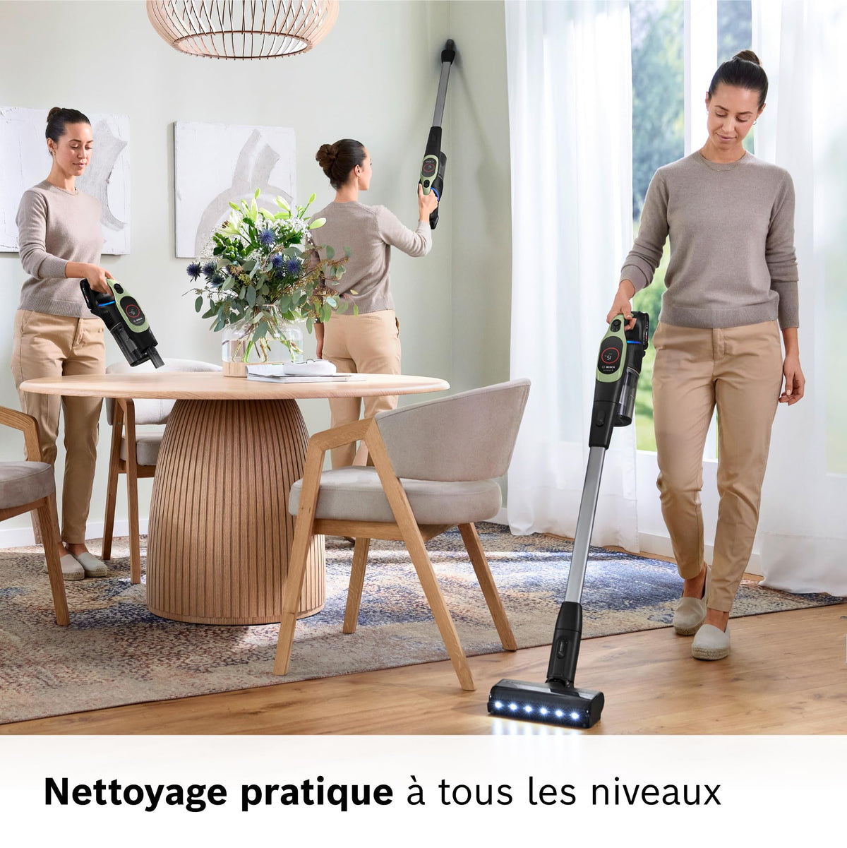 Bosch, aspirateur Balai sans Fil, Unlimited 9, Batterie 3.0 Ah, Technologie MicroClean, bac à poussières Facile à Vider, éclairage LED, Vert, BBS921TBA