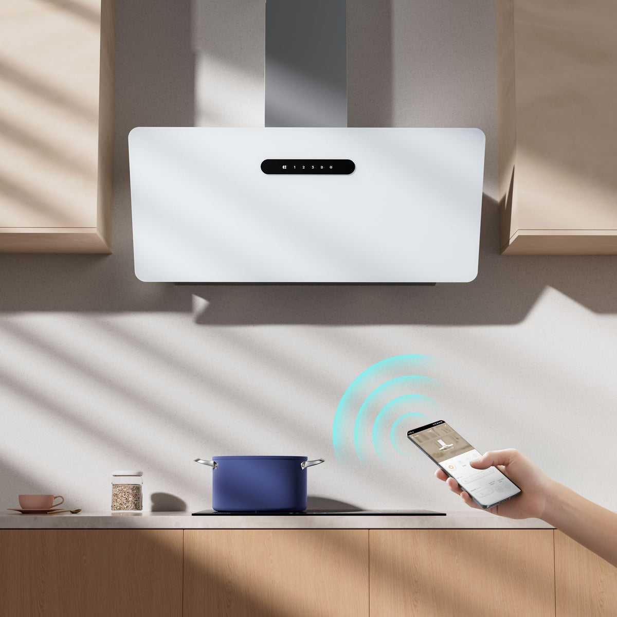 CIARRA CBCW9736K Hotte Aspirante Inclinée 90 cm 650m³/h - Classe A+++ - Filtre à Charbon Inclus - Commande Tactile- 3 Vitesses et Fonction Boost - LED Dimmable