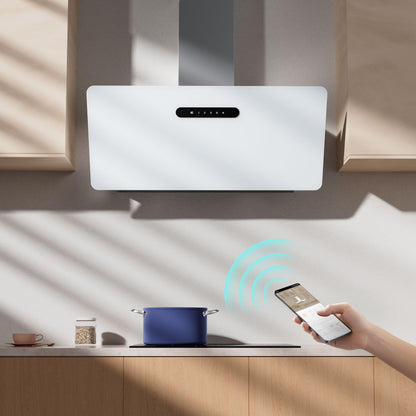 CIARRA CBCW9736K Hotte Aspirante Inclinée 90 cm 650m³/h - Classe A+++ - Filtre à Charbon Inclus - Commande Tactile- 3 Vitesses et Fonction Boost - LED Dimmable