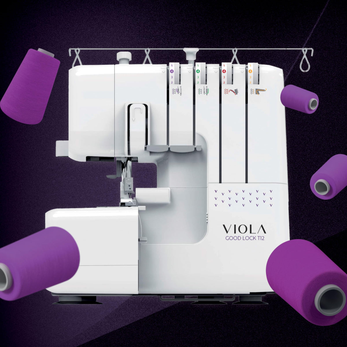 VIOLA Look T12 Machine à Coudre avec 12 Points Couture, Overlock avec Différentiel, Couette Bras Libre, Blanc