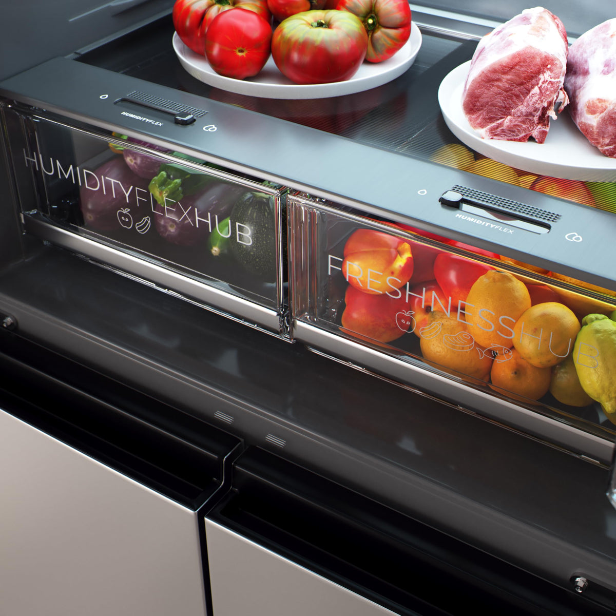 Cecotec Réfrigérateur 4 Portes No Frost Bolero CoolMarket 4D 503 Inox E, 503L, Hauteur 177,5 cm et 85,3 cm Largeur, MetalFlexCooling, Compresseur Inve
