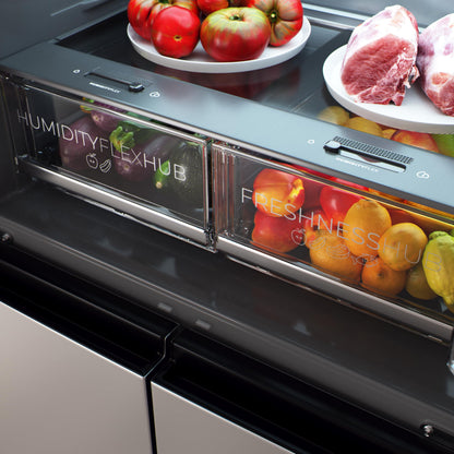 Cecotec Réfrigérateur 4 Portes No Frost Bolero CoolMarket 4D 503 Inox E, 503L, Hauteur 177,5 cm et 85,3 cm Largeur, MetalFlexCooling, Compresseur Inve