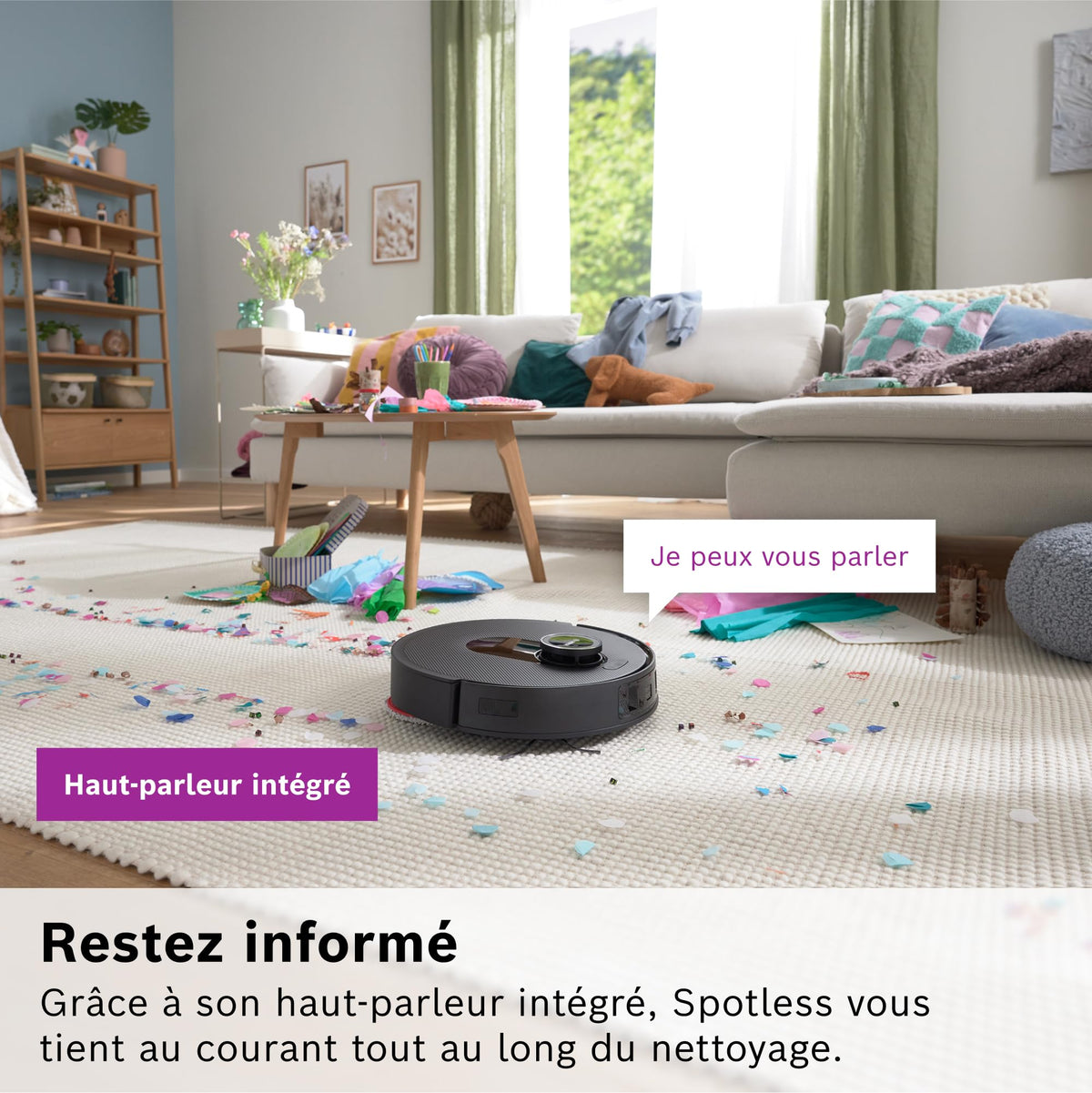 Bosch Spotless Max BCRDW3B, Robot aspirateur-Laveur avec caméra Smart Vision, serpillère rotative, 11 000 Pa, Station de Service sèche-Humide, Application Home Connect, Noir