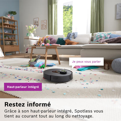 Bosch Spotless Max BCRDW3B, Robot aspirateur-Laveur avec caméra Smart Vision, serpillère rotative, 11 000 Pa, Station de Service sèche-Humide, Application Home Connect, Noir