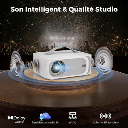 Videoprojecteur 4K【App Intégrée/1600 ANSI/Auto Focus/Keystone】 Dolby Audio 1080P Natif Projecteur Video, avec HDMI eARC, WiFi6, Bluetooth Lisowod Retr