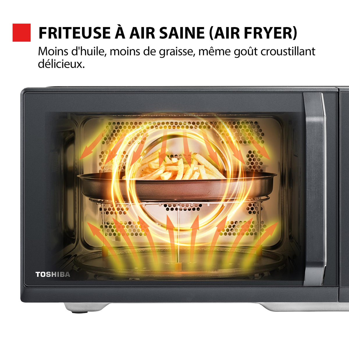 Toshiba MW3-AC26PFI(MG) Four à Micro-ondes 26L Air chaud combiné, 6-en-1 900W avec Cuiseur Vapeur en Gris Morandi, 6 Programmes 10 Niveaux de Puissanc