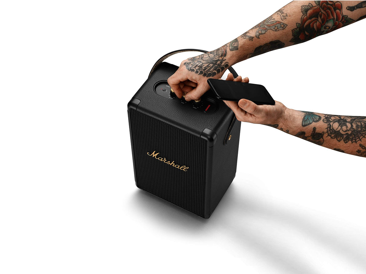Marshall Tufton Haut-parleur de fête Bluetooth portable d'extérieur, résistant à l'eau IPX2 - Noir et laiton