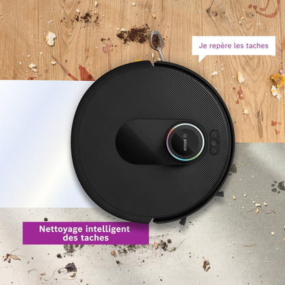 Bosch Spotless Max Cam BCRDW3BX, Robot aspirateur-Laveur avec caméra Smart Vision, serpillère rotative, 11 000 Pa, Station de Service sèche-Humide, Application Home Connect, Noir
