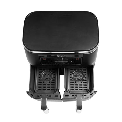 NINJA Foodi DualZone Air Fryer 2 Compartiments, 2 Zones de Cuisson Indépendentes, Capacité 7,6L, Air Fyer 6-en-1, Max 240°C, Pièces Antiadhésives Amovibles lavables au lave-vaisselle, Noir AF300EU