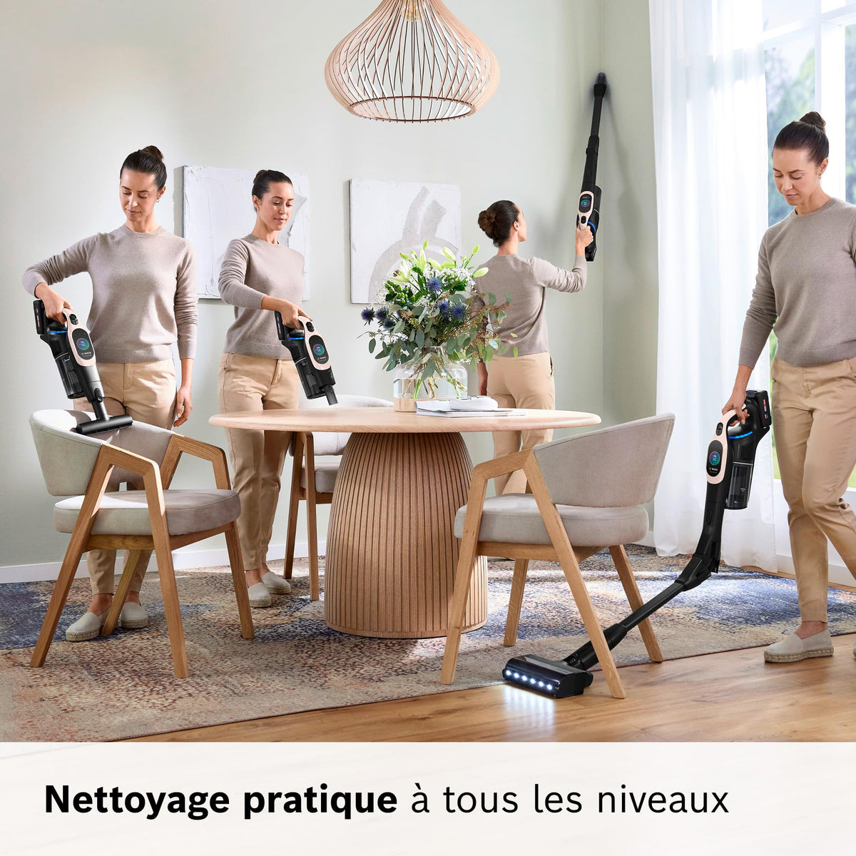 Bosch, aspirateur Balai sans Fil, Unlimited 10, Batterie 4.0 Ah, Technologie MicroClean, bac à poussière Facile à Vider, Tube Flexible, éclairage LED, Rose, BKS1041RHF