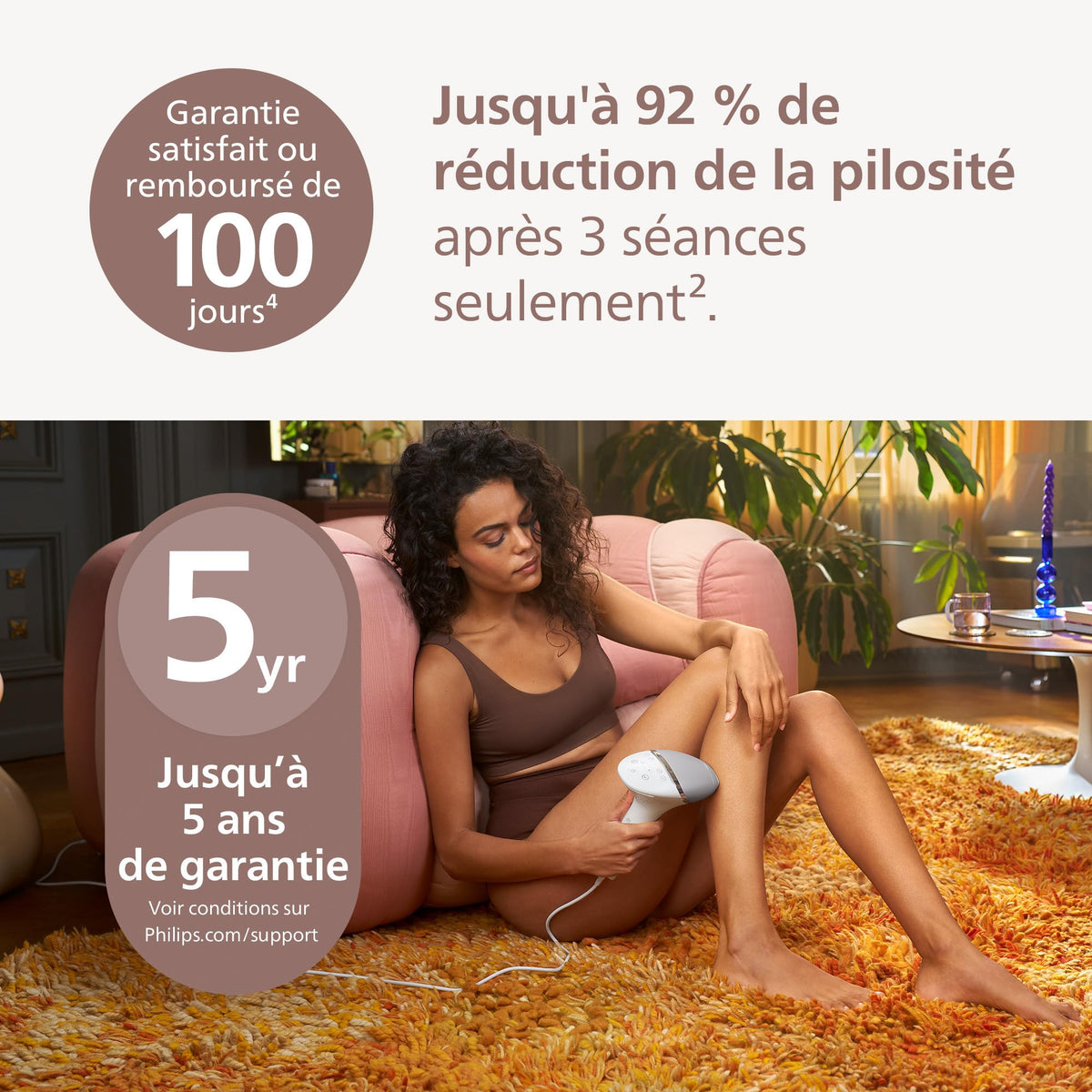 Philips Lumea série 8000 - épilateur à lumière pulsée, alternative à l'épilation laser, technologie SenseIQ, 3 embouts pour le corps, le visage et les zones de précision, BRI946/00