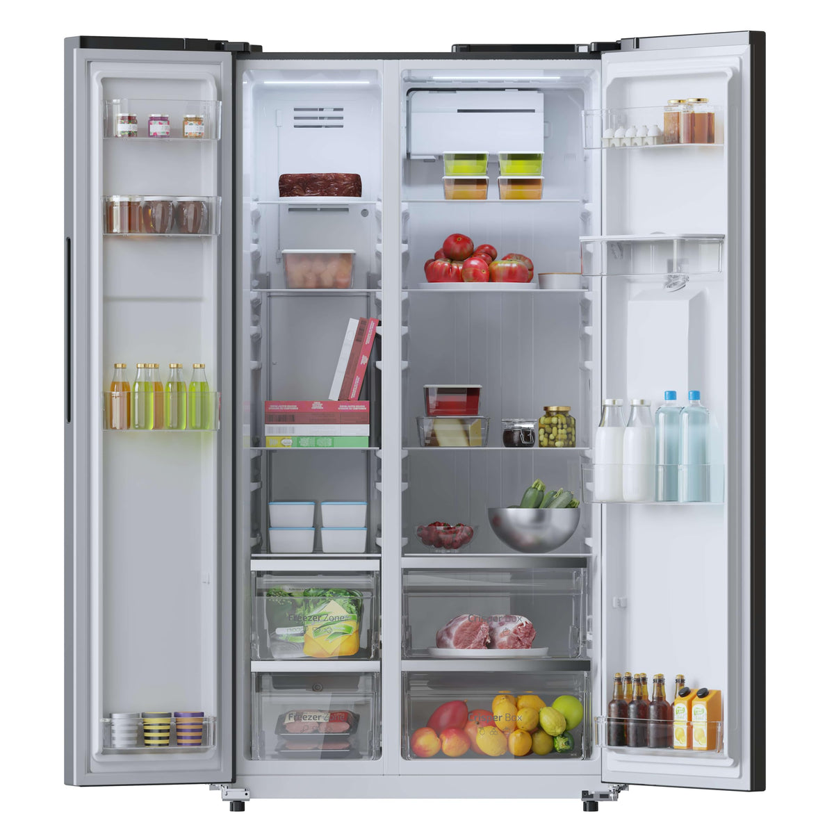 Cecotec Réfrigérateur Américain de 559 Litres Bolero CoolMarket SBS 562 Dark D. 177 cm de Hauteur et 90 cm de Largeur, Classe D, Système Multi Air Flow, No Frost Total, Moteur Inverter Plus