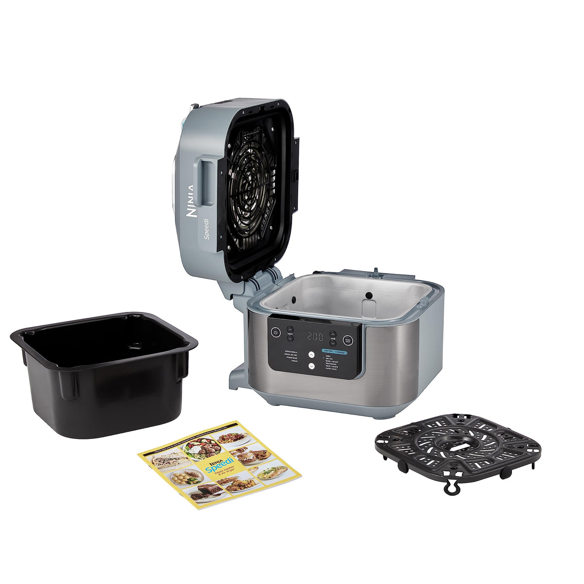 Ninja Speedi 10-en-1 Cuiseur rapide, Air Fryer, Friteuse à air et Multicuiseur, 5.7L, Repas pour 4 en 15 minutes, Vapeur, Gril, Cuire au four, Rôtir, Saisir, Mijoter et plus, Gris Sel de Mer, ON400EU