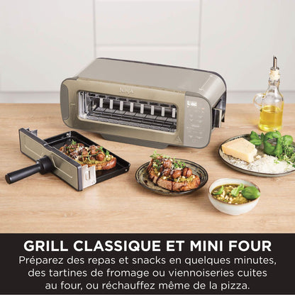 Ninja Foodi 3-en-1, Grille-Pain, Grill et Presse-panini, 7 Fonctions de Cuisson, inclut un Presse-panini, un Plateau de Cuisson et un Bac à Miettes, S