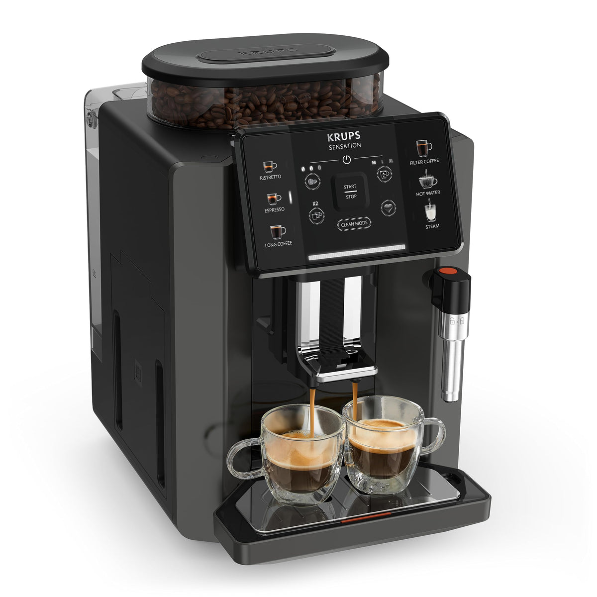 KRUPS Machine à café à grains, 5 boissons en accès direct, Interface tactile couleur & Cartouche Aqua Filter Claris F08801