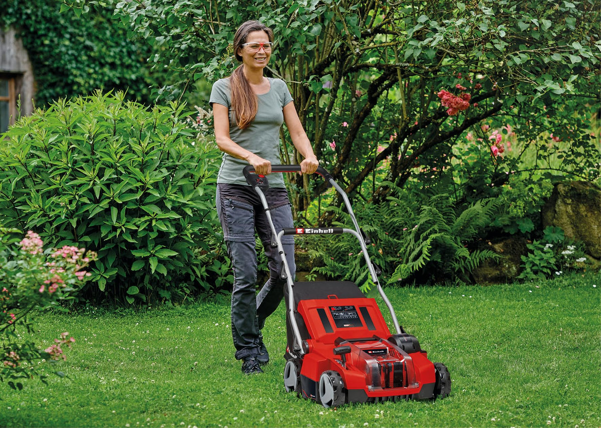 Einhell Scarificateur-aérateur sans fil GE-SA 36/35 Li-Solo Power X-Change (36 V, moteur sans charbon, rouleau de scarification 35 cm) Livré sans batterie ni chargeur