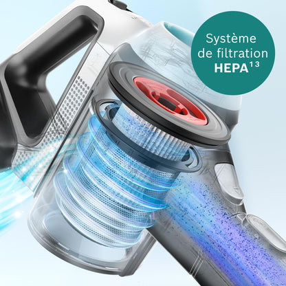 Bosch, aspirateur sans Fil 2 en 1, Unlimited 7 ProHygiène, Brosse Aqua 2 en 1, la Brosse motorisée AllFloor DynamicPower, Blanc, BCS71HYG2