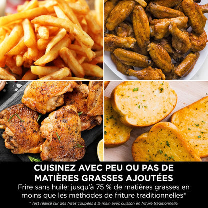 NINJA Double Stack XL Air Fryer, Friteuse sans huile Verticale Double Tiroir 4 Niveaux de Cuisson, 2 Tiroirs, 2 Grilles, Capacité de 9,5 L, 6 Fonctions, 8 Portions, Pinces, Blanc SL400EUWH