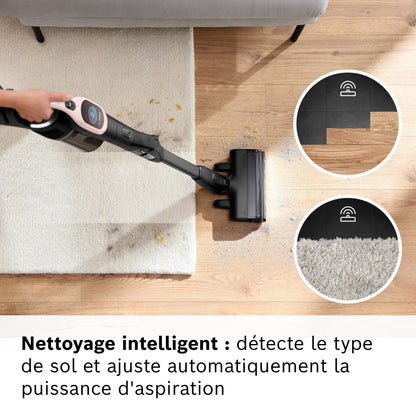Bosch, aspirateur Balai sans Fil, Unlimited 10, Batterie 4.0 Ah, Technologie MicroClean, bac à poussière Facile à Vider, Tube Flexible, éclairage LED, Rose, BKS1041RHF