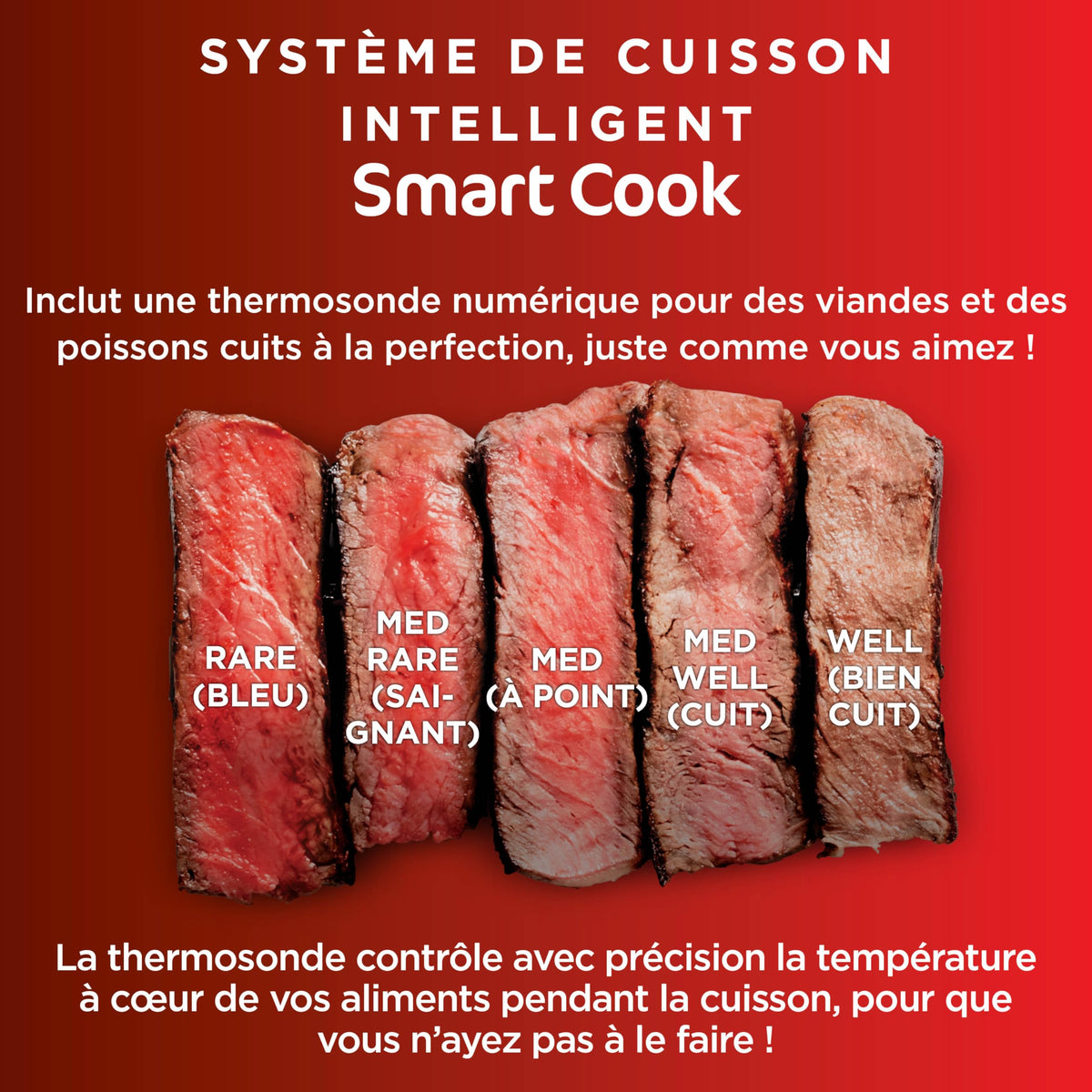 Ninja MAX 6-en-1 Grill d’intérieur et friteuse sans huile, 6 modes, cuit jusqu’à 6 hamburgers, capacité 3,8 l, faible dégagement de fumée, thermomètre à viande numérique inclus, Gris/Argent, DG551EU
