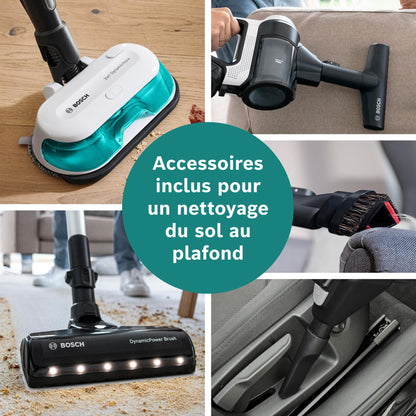 Bosch, aspirateur sans Fil 2 en 1, Unlimited 7 ProHygiène, Brosse Aqua 2 en 1, la Brosse motorisée AllFloor DynamicPower, Blanc, BCS71HYG2
