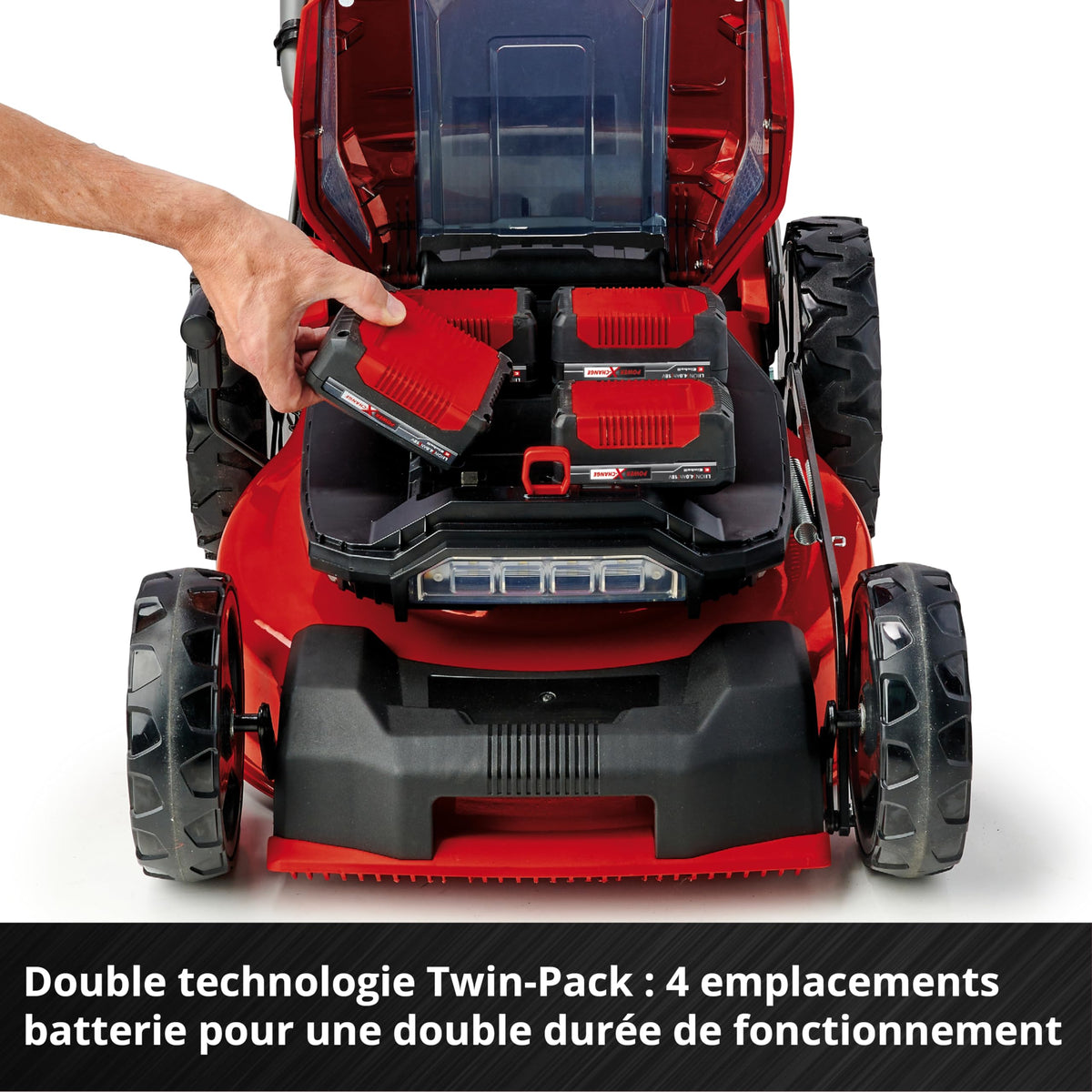 Einhell Professional Tondeuse à gazon sans fil GP-CM 36/47S Li BL (4x4,0Ah) Power X-Change (36V, moteur Brushless, Coupe à 47cm, Bac de 65L) Livré avec 4 Batteries 4,0Ah et 2 Chargeurs doubles