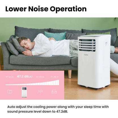 COMFEE' Climatiseur Mobile 8000 BTU/h 2,3kW, 3-EN-1 Refroidisseur Déshumidificateur Ventilateur, Fonction Follow me, Minuterie, Pour salon et appartement de 29㎡/78m³, MPPH-08CRN7, R290