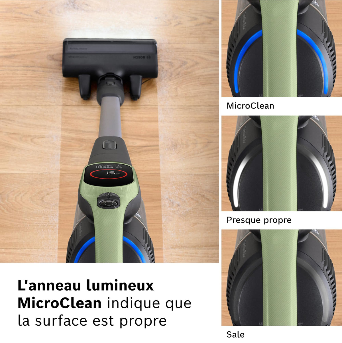 Bosch, aspirateur Balai sans Fil, Unlimited 9, Batterie 3.0 Ah, Technologie MicroClean, bac à poussières Facile à Vider, éclairage LED, Vert, BBS921TBA