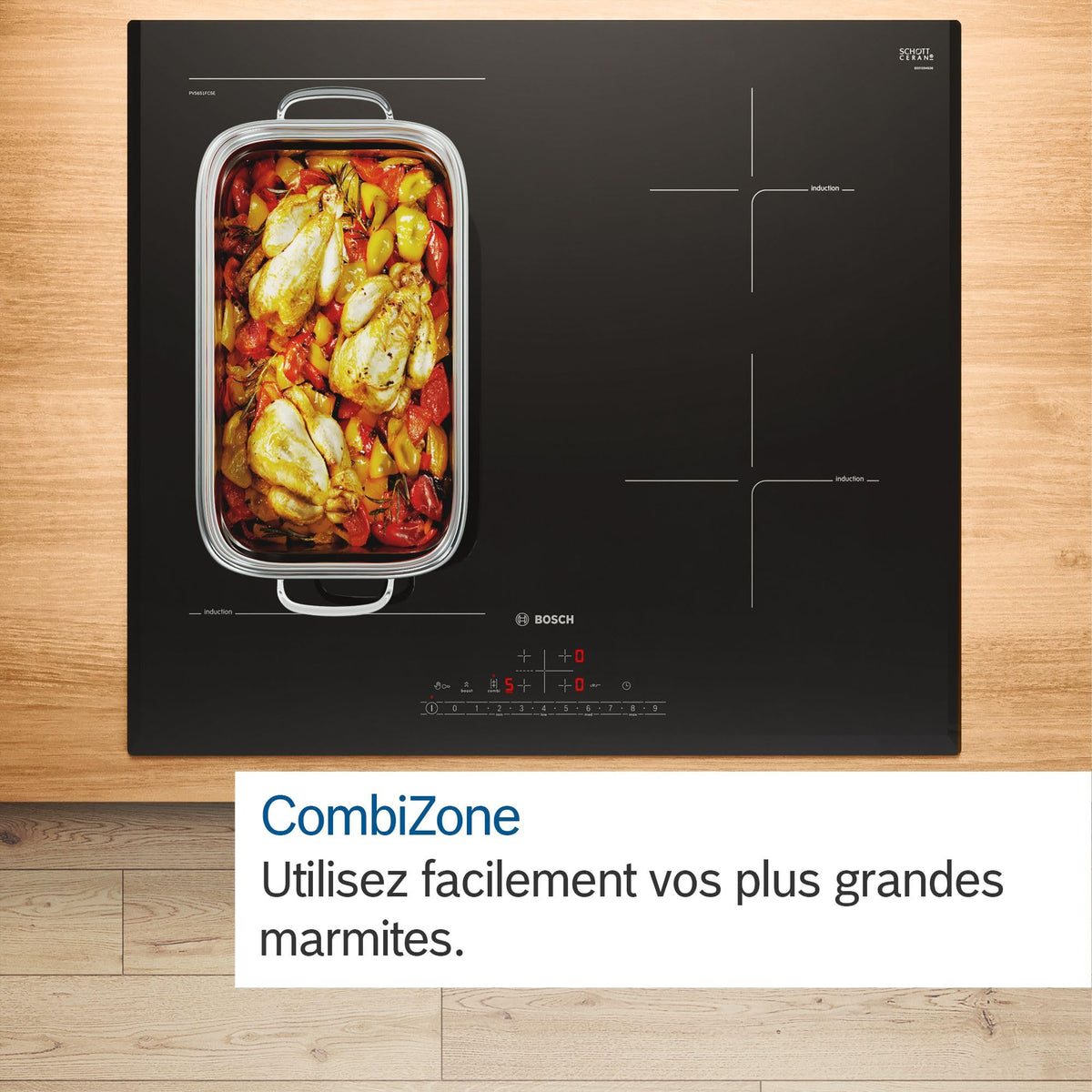 Bosch PVS63KHC1E, Plaque de cuisson induction, Série 6, 4 foyers, 60 cm, Noir sans cadre