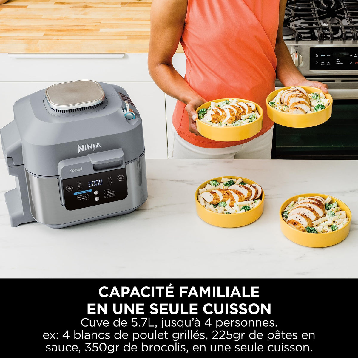 Ninja Speedi 10-en-1 Cuiseur rapide, Air Fryer, Friteuse à air et Multicuiseur, 5.7L, Repas pour 4 en 15 minutes, Vapeur, Gril, Cuire au four, Rôtir, Saisir, Mijoter et plus, Gris Sel de Mer, ON400EU
