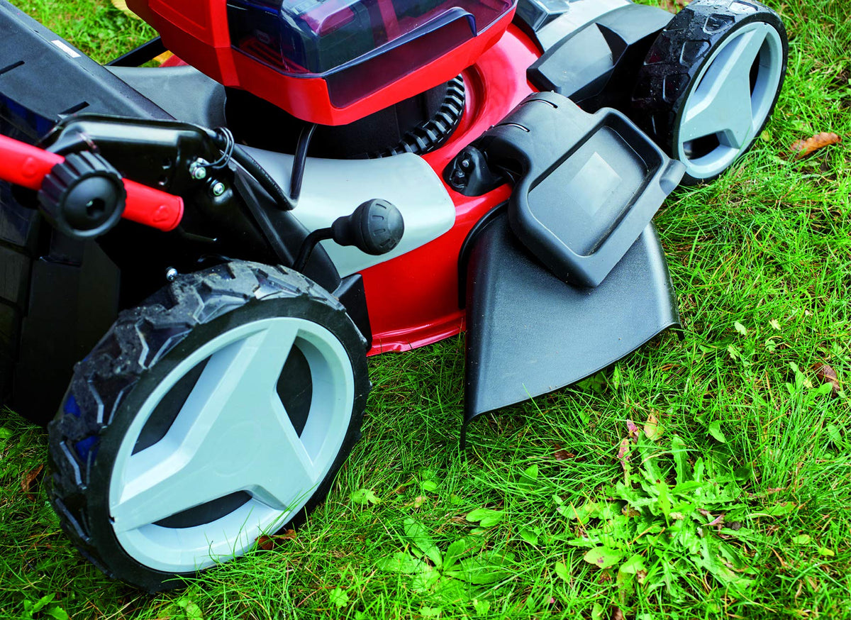 Einhell Professional Tondeuse à gazon sans fil GP-CM 36/47 S HW Li Power X-Change (36V, 47 cm largeur de coupe, autotractée, moteur sans charbon) Livré avec 4 Batteries 4,0Ah et 2 Chargeurs Doubles