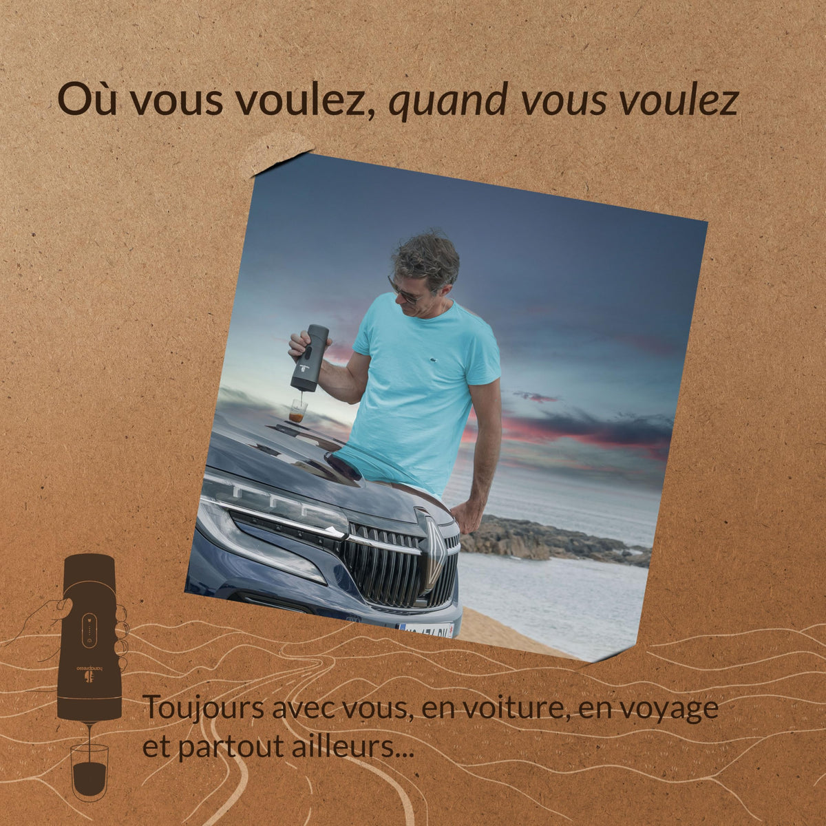 Handpresso Auto | Machine à café expresso portable 19 bars pour voiture et voyage | compatible capsule expresso/capsule réutilisable | Cafetière de voyage compacte, sans fil et rechargeable USB-C
