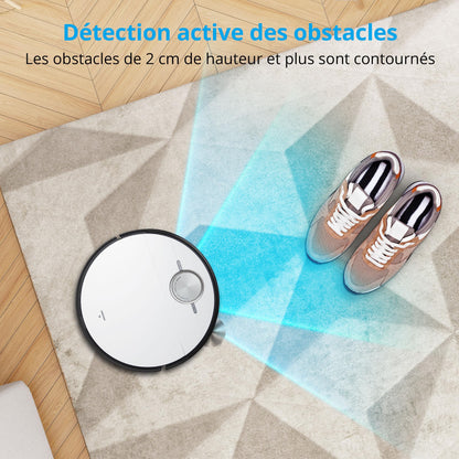 MEDION Robot aspirateur avec Station d'aspiration et de Balayage X50 SW (Navigation Laser, 8 000 Pa, aspirateur 2en1 Alexa, Un Plan précis, Zones Go & NoGo, Plusieurs étages)