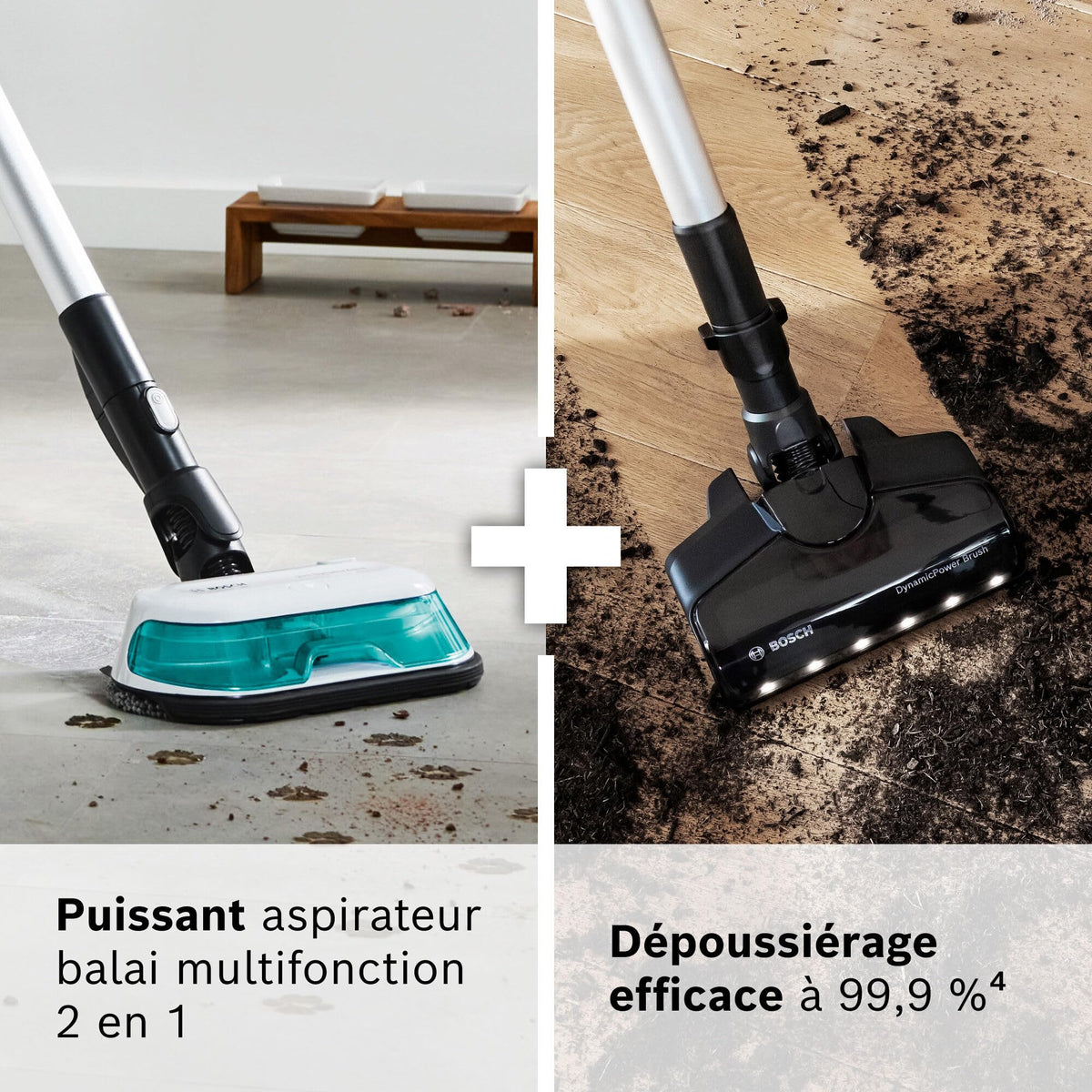 Bosch, aspirateur sans Fil 2 en 1, Unlimited 7 ProHygiène, Brosse Aqua 2 en 1, la Brosse motorisée AllFloor DynamicPower, Blanc, BCS71HYG2