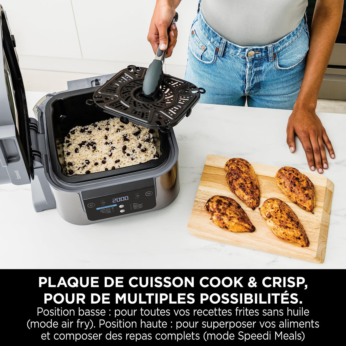 Ninja Speedi 10-en-1 Cuiseur rapide, Air Fryer, Friteuse à air et Multicuiseur, 5.7L, Repas pour 4 en 15 minutes, Vapeur, Gril, Cuire au four, Rôtir, Saisir, Mijoter et plus, Gris Sel de Mer, ON400EU