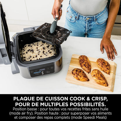 Ninja Speedi 10-en-1 Cuiseur rapide, Air Fryer, Friteuse à air et Multicuiseur, 5.7L, Repas pour 4 en 15 minutes, Vapeur, Gril, Cuire au four, Rôtir, Saisir, Mijoter et plus, Gris Sel de Mer, ON400EU